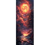 Diamond Painting Lune, Rond Full Drill Peinture Numero Adulte Ciel étoilé, Kit Broderie Canevas Kit Complet Adulte, Strass Cristal Art Peinture Diamant pour Decoration Maison 30 x 75 cm Model-21717