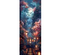 Diamond Painting Lune, Rond Full Drill Peinture Numero Adulte Japon, Kit Broderie Canevas Kit Complet Adulte, Strass Cristal Art Peinture Diamant pour Decoration Maison Cadeau 100 x 250 cm Model-20011