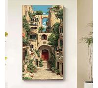 Diamond Painting Maison Diamond Painting Enfant, Architecture Peinture Diamant Adulte DIY Cristal Strass Point de Croix Broderie Diamant Kit Complet Decoration Chambre Cadeau Femme 70x140cm tb3-y