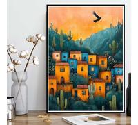 Diamond Painting Maisons Diamond Painting Adulte, Peinture Diamant Cactus Broderie Diamant 5D DIY Diamant Mosaik Strass Point de Croix Loisirs Créatifs pour Decoration Murale 40 x 50 cm -ly250823H