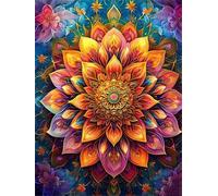 Diamond Painting Mandala coloré Diamond Painting Adulte, 5D Point de Croix Broderie Diamant Kit Complet, DIY Rond Puzzle Stitch Peinture Diamant Painting Enfants, Décoration Intérieur 50x70cm k-28