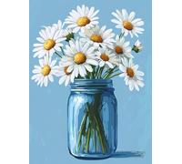 Diamond Painting marguerite fleur, Diamond Painting Adulte Enfant, DIY Peinture Diamant 100x135 cm, 5d Complet Diamant Kit, Strass Point de Croix Cristal Art pour Décoration Femmes Cadeaux 0b-107