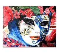 Diamond Painting Masque De Fleurs Femme Point De Croix Plein Diamant Bricolage 5D Kit D'Outils Complet Strass Broderie Grande Taille Cadeau Mosaïque Décoration Art Artisanat,Foret Carré,30x40cm