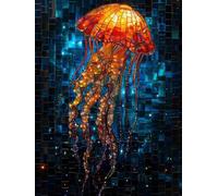 Diamond Painting MéDuse Diamond Painting Adulte, 5D Peinture Diamant Abstrait Broderie Diamant Kit Complet, DIY Loisirs Créatifs Adultes Point de Croix Kit pour Decoration Murale 100x135cm -yxy2506F5
