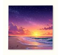 Diamond Painting Mer Diamond Painting Adulte, Broderie Diamant Coucher de soleil Peinture Diamant Bricolage 5D Cristal Strass Point de Croix Puzzle, Tableau Decoration Murale Cadeau 45x45cm ou26-6i