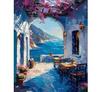 Diamond Painting Mer Diamond Painting Adulte, Petite Ville Broderie Diamant Kit Complet, Bricolage 5D Round Cristal Strass Point de Croix Artisanat Peinture Diamant, Decoration Murale 50x70cm z-2143