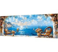 Diamond Painting Mer Diamond Painting Adulte XXL 240x80cm, 5D Diamant Painting Voilier Broderie Diamant Kit Complet Accessoires, DIY Tableau Diamants Activite Manuelle Adulte, Décoration Murale C2-53