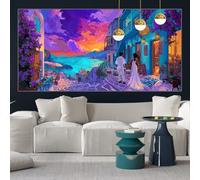 Diamond Painting Mer Égée Broderie Diamant Grand Format 55x110 cm Peinture Diamant Kit Complet, Bricolage Diamond Painting Enfant Cristal Point de Croix Activité Manuelle Adulte, Décor Couple y-w400