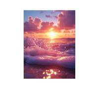 Diamond Painting Mer Strass Peinture Numero Adulte Plage Cristal Art Canevas Kit Complet Adulte 40x30cm, Couleur Full Drill Kit Broderie Peinture Diamant pour Decoration Maison Cadeau Femme 258-2501