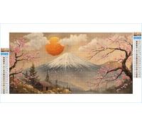 Diamond Painting Mont Fuji Diamond Painting Adulte Grand Format 100x200cm Fleurs de Cerisier Broderie Diamant Accessoires Complet, 5D Peinture Diamant Art Point de Croix Kit, Cadeau Femme G1-160