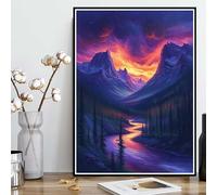 Diamond Painting Montagne Diamond Painting Adulte, Peinture Diamant Paysage Broderie Diamant 5D DIY Diamant Mosaik Strass Point de Croix Loisirs Créatifs pour Decoration Murale 100x135 cm -ly25082B0