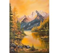 Diamond Painting montagnes forêt Diamond Painting Adulte, DIY Broderie Diamant Kit Complet, Diamonds Art Point de Croix Loisirs Créatifs Adultes, Peinture Diamant pour Maison Décor 25x35cm s-794