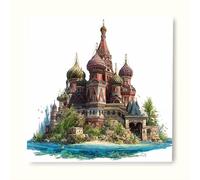 Diamond Painting Moscou Diamond Painting Adulte, Broderie Diamant Cathédrale Saint-Basile Bricolage 5D Cristal Strass Point de Croix Puzzle, Cadeau Femme, Tableau Decoration Murale 100x100cm vb26-1p