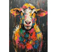 Diamond Painting Mouton Diamond Painting Adulte Animal, Peinture Diamant, Tableau Diamant Adulte Enfant Bricolage 5D Carré Strass Broderie Artisanat Kits Murale Décoration Cadeau 50x70cm 3-RS92