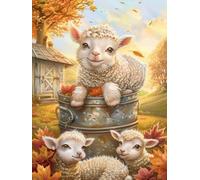 Diamond Painting Mouton Diamond Painting Adulte Animal, Peinture Diamant, Tableau Diamant Adulte Enfant Bricolage 5D Carré Strass Broderie Artisanat Kits Murale Décoration Cadeau 60x80cm D-VF91