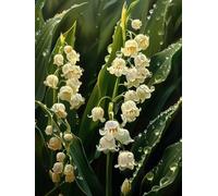 Diamond Painting Muguet DIY Peinture Diamant Adulte,5D Diamond Art Kit Enfants Complet Strass Cristal Point Croix Broderie Peinture canevas pour Cadeau Femme, Murale Décoration 40x60cm Rosée Z1-376