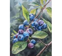 Diamond Painting Myrtille DIY Peinture Diamant Adulte,5D Diamond Art Kit Enfants Complet Strass Cristal Point Croix Broderie Peinture pour Cadeau Femme Enfant Murale Décoration 70x90cm Feuilles Z1-247