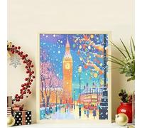 Diamond Painting New York Peinture Diamant Adulte Hiver Diamond Painting Petit Format 50x50 cm, DIY Broderie Diamant Canevas Kit Complet Adulte Point de Croix pour Murale Decoration Chambre Lq684