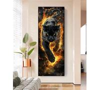 Diamond Painting Noir Diamond Painting Adulte léopard, 5D Peinture Diamant XXL, DIY Kit Peinture Adulte Complet Point de Croix Cristal Art Set pour Decoration Maison Murale, Grand, 40x120cm, Model890