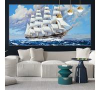 Diamond Painting Océan Broderie Diamant Grand Format 80x160 cm Peinture Diamant Kit Complet, Bricolage Diamond Painting Enfant Strass Cristal Point de Croix Activité Manuelle Adulte, Voilier y-w74
