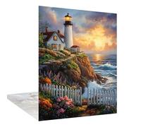 Diamond Painting Océan Diamond Painting Adulte Phare 5D DIY Peinture Diamant Point De Croix Broderie Diamant Kit Complet, Cristal Enfant Art Set, Decoration Chambre, Cadeau Femme 20x30cm W6-397