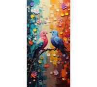 Diamond Painting Oiseau, 5D Diamond Painting Adulte Grand Format Fleur Kit Broderie Tableau Diamant Complet Rond, Loisirs Créatifs Adultes Diamant Point de Croix Peinture, Cadeau 30x60cm 9-HZ618A