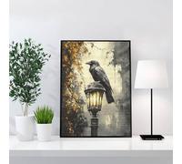 Diamond Painting Oiseau Diamond Painting Adulte, 5d Peinture Diamant Éclairage Public Kit Creatif Adulte, DIY Broderie Point de Croix Set Cristal Art Gemme Paintings, Home Murale Décor 30x40cm j0-540