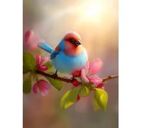 Diamond Painting Oiseau Diamond Painting Adulte Fleur, Peinture Diamant, Tableau Diamant Adulte Enfant Bricolage 5D Carré Strass Broderie Artisanat Kits Murale Décoration Cadeau Femme 60x80cm I-HP46