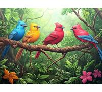 Diamond Painting Oiseau, Forêt Diamond Painting Adulte, Peinture Diamant Enfant Débutant DIY Full Drill Strass Point de Croix Artisanat Peinture Kit pour Decoration Murale Intérieur 70x90cm, Model587