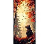 Diamond Painting Ours Kit Diamond Painting Adulte Fleur Peinture Diamant Activité Manuelle Adulte Broderie Diamant 5D DIY Full Drill Rond Strass Artisanat Kits pour Murale Décoration 60x120cm H-4M5031