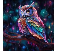 Diamond Painting Owl Diamond Painting Strass Canevas Kit Complet, Broderie Diamant Grand Format, Peinture Diamant 5D Complet, Peinture Numero Adulte DIY Diamant Arts Decor 40x40cm
