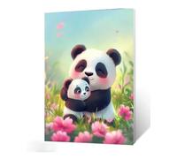 Diamond Painting Panda Diamant Painting Fleur 5D DIY Full Drill Broderie Diamant Kit Complet, Diamond Paintings Petit Format pour Adultes Débutants, Activité Manuelle, Décoration Noel 60x120cm I0-351