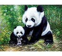 Diamond Painting Panda Père Fils Broderie Diamant Kit,Kit Painting Diamond Complet,Peinture Diamant Painting 5D Grand Format,Kit Point de Croix Débutant,DIY Cadeau de Décor Square Drill 40X50cm