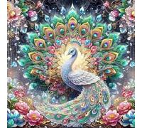 Diamond Painting Paon Animaux 5D - Peinture Diamant Kit Complet Adulte, Peinture Diamant DIY avec Strass Étincelants, Tableau Perle Diamand pour Décoration Murale Maison ou Cadeau Créatif, 30×30 cm