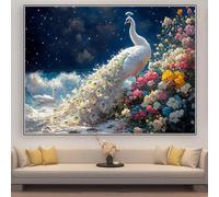 Diamond Painting Paon Diamond Painting Adulte XXL 160x120cm Perle Diamant a Coller Fleur DIY 5D Strass Gemmes Puzzle Point de Croix Canevas Cristal Peinture, Maison Salon Décoration Cadeau zhad892