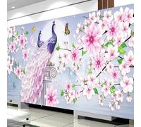 Diamond Painting paon fleur rose， Broderie Diamant Peinture, DIY 5D Diamant Painting Grand Format 40x100cm Canevas Kit Complet Strass Point de Croix Tableau Perle Diamant Art Maison Decor Cadeau