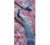 Diamond Painting Paon Peinture Diamant Adulte, Fleur de cerisier Diamond Painting Adulte Grand Format 200 x 100 cm, DIY 5D Diamant Painting XXL Broderie Diamant Kit Complet, pour Murale Décoration