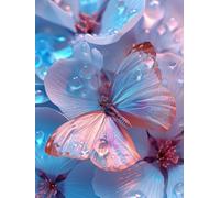 Diamond Painting Papillon, 5D Diamond Painting Adulte RêVe, DIY Activité Manuelle Adulte, Broderie Diamant Artisanat Strass Point de Croix Kit, pour Décoration Murale Maison Cadeau 100x135cm T-9113