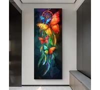 Diamond Painting Papillon Attrape-Rêves Point de Croix, Broderie Diamant Kit Complet, 5D DIY Diamond Painting Adulte Grand Format Perle Diamant Coller, Mosaique Tableau pour Murale Décor 50 X 25cm q26