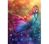 Diamond Painting Papillon, Couleur Diamond Painting Adulte, 5D DIY Cristal Strass Point de Croix Peinture Sets, Peinture Diamant Kit Complet Enfant, pour Cadeau femmes décoratif 100x135cm 0U-590