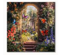 Diamond Painting Papillon Diamond Painting Adulte, 5D Broderie Diamant Kit Complet 30x30 cm, Bricolage Diamant Strass Point de Croix Canevas Kit, Decoration Chambre, Cadeau Femme, Plantes (2) 0b-1132