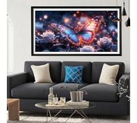 Diamond Painting Papillon Diamond Painting Adulte, Fantaisie Peinture Diamant Débutants, DIY Canevas Kit Broderie Diamant Complet Kit Strass Cristal Paintings Decoration Chambre Maison 40x100 Y6-157