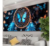 Diamond Painting Papillon Diamond Painting Adulte Grand Format 125x50 cm, Attrape-rêves Broderie Diamant Kit Complet, 5D DIY Carré Tableau en Perles à Coller Peinture pour Decoration Maison Z0-254