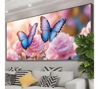 Diamond Painting Papillon Diamond Painting Adulte Grand Format 250x100 cm, Fleur Broderie Diamant Kit Complet, 5D Bricolage Carré Tableau en Perles à Coller Peinture pour Decoration Maison Z0-172