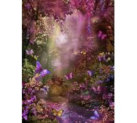 Diamond Painting Papillon DIY Peinture Diamant Adulte,5D Diamond Art Kit Enfants Complet Strass Cristal Point Croix Broderie Peinture canevas pour Cadeau Femme, Murale Décoration 50x70cm Forêt Z1-324