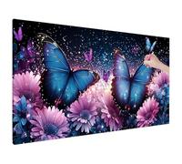 Diamond Painting Papillon, Fleurs Diamond Painting Adulte Grand Format 70x30 cm, 5D DIY Peinture Diamant Adulte Loisirs Créatifs avec Rond Full Drill Toile, Decoration Maison Murale, Cadeau Femme S-48
