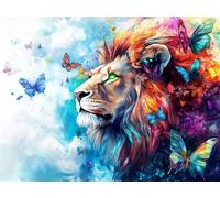 Diamond Painting Papillon, Lion Diamond Painting Adulte, 5D DIY Full Drill Strass Kit Mosaique Peinture Diamant Activité Manuelle Adulte pour Decoration Chambre, Cadeau Homme 50x70cm, Model130