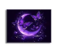 Diamond Painting Papillon Lune Loisirs Créatifs Adultes, Peinture Decoration Noel, Strass Point de Croix Kit, Mosaique Loisir Creatif, Cristal Diamond Painting, Decoration Maison 60x90cm Z-l-360