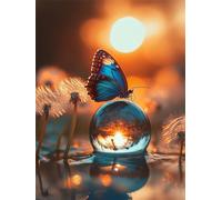 Diamond Painting Papillon, Paysage Diamond Painting Adulte, 5D DIY Cristal Strass Point de Croix Peinture Sets, Peinture Diamant Kit Complet Enfant, pour Cadeau femmes décoratif 100x135cm 0U-636