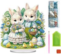Diamond Painting Pâque,Lapin Diamant Painting,Décoration De Table,Peinture Diamant 5d,Décoration De Bureau,Kit De Peinture Diamant Diy,Art Peinture Diamond Painting Décoration Pour Artisanat